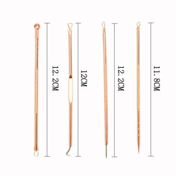 Kit 4 Extrator Cureta Tira Acne Cravos e Espinhas