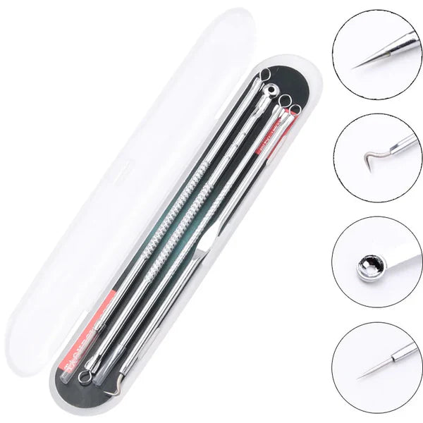 Kit 4 Extrator Cureta Tira Acne Cravos e Espinhas