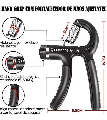 Hand Grip - Fortalecedor de Braços Resistente e Ajustável 10 a 60kg